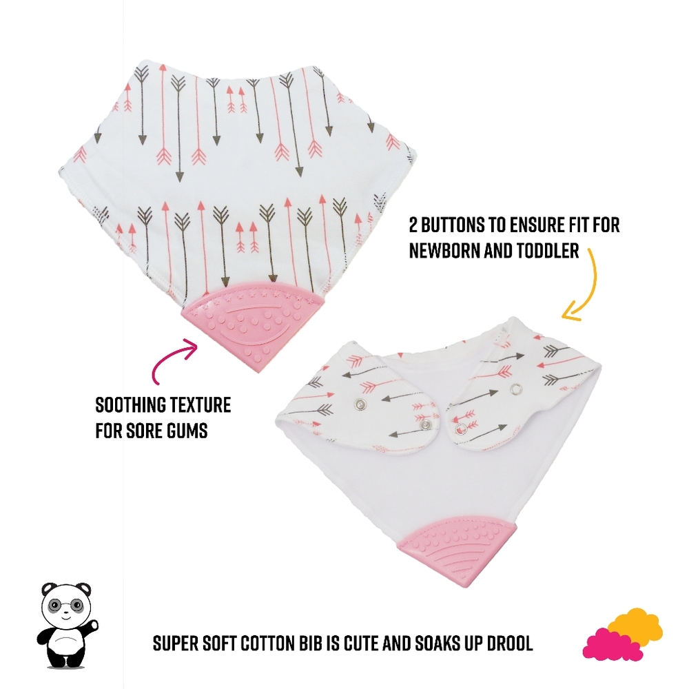 2 Pack Pink cotton soft bib baby girl teether